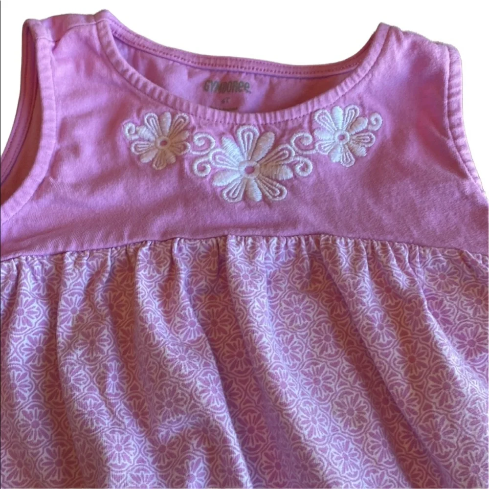 Gymboree Pink and White Toddler Floral Embroidered Dress